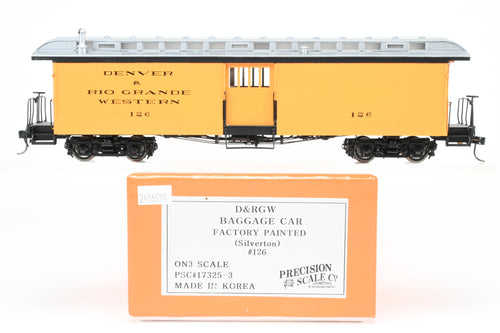 On3 Brass PSC - Precision Scale Co. D&RGW - Denver & Rio Grande Western  Baggage Car Factory Painted No. 126, 1950's-1960's (Silverton)