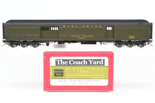 HO NEW Brass TCY - The Coach Yard CB&Q - Burlington Route HW Baggage Express BA-16 No. 1564 Factory Painted