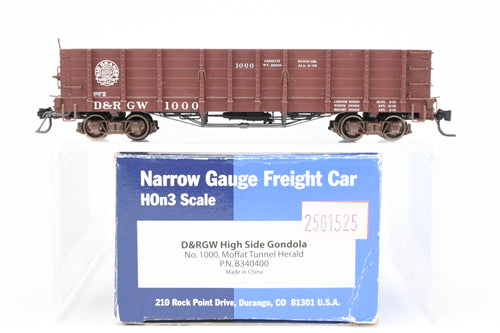 HOn3 Blackstone Models D&RGW - Denver & Rio Grande Western High Side Gondola Moffat Tunnel Herald No. 1000 MISSING BRAKE WHEEL