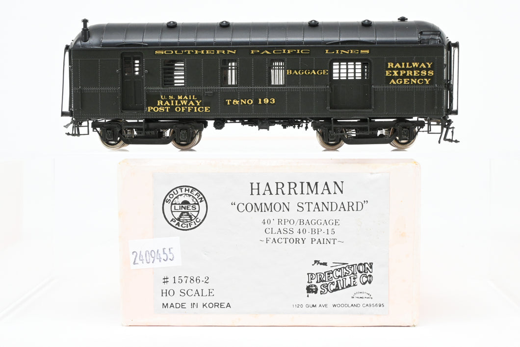 HO Brass PSC - Precision Scale Co. SP - Southern Pacific Harriman Common Standard Full 40' Baggage/RPO Class 40-BP-15 FP Sub Lettered T&NO #193