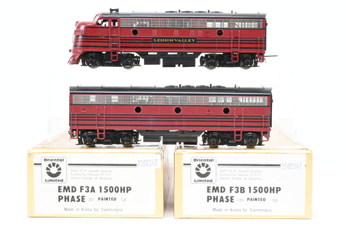 HO Brass Oriental Limited Lehigh Valley EMD F3 A/B Set PH IV Factory Painted No Numbers