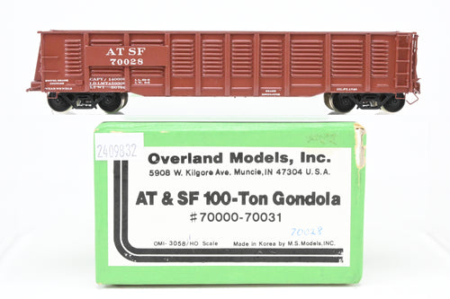 HO Brass OMI - Overland Models, Inc. ATSF - Santa Fe 100 Ton Gondola Pro-Painted No. 70028