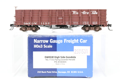 HOn3 Blackstone Models D&RGW - Denver & Rio Grande Western High Side Gondola - Flying Grande Herald No. 1133