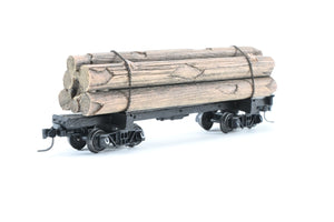 HOn3 Micro-Trains Various Roads 30’ Skeleton Log Car With Load