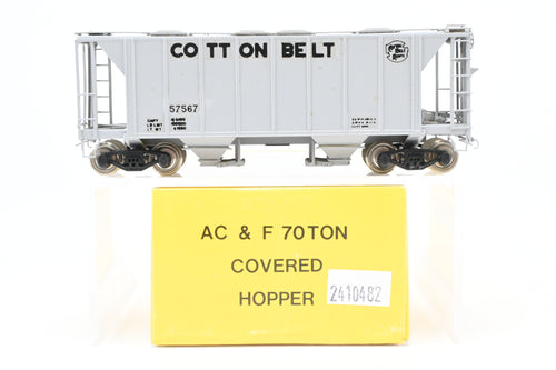 HO Brass Sunset Models or ACF Models SSW- Cotton Belt AC&F 70-Ton Covered Hopper CP Grey w/Cotton Belt #57567 (one side only)