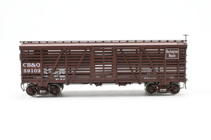 HO Brass CIL - Challenger Imports CB&Q - Burlington Route Class SM-16 36' Stock Car FP No. 59103