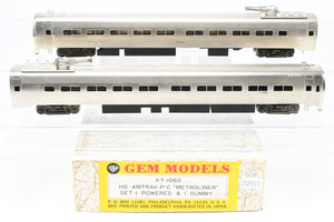 HO Brass Gem Models PC - Penn Central/Amtrak Budd "Metroliner" 2-Car Set (1 Powered/1 Dummy) Factory Plated, Unlettered