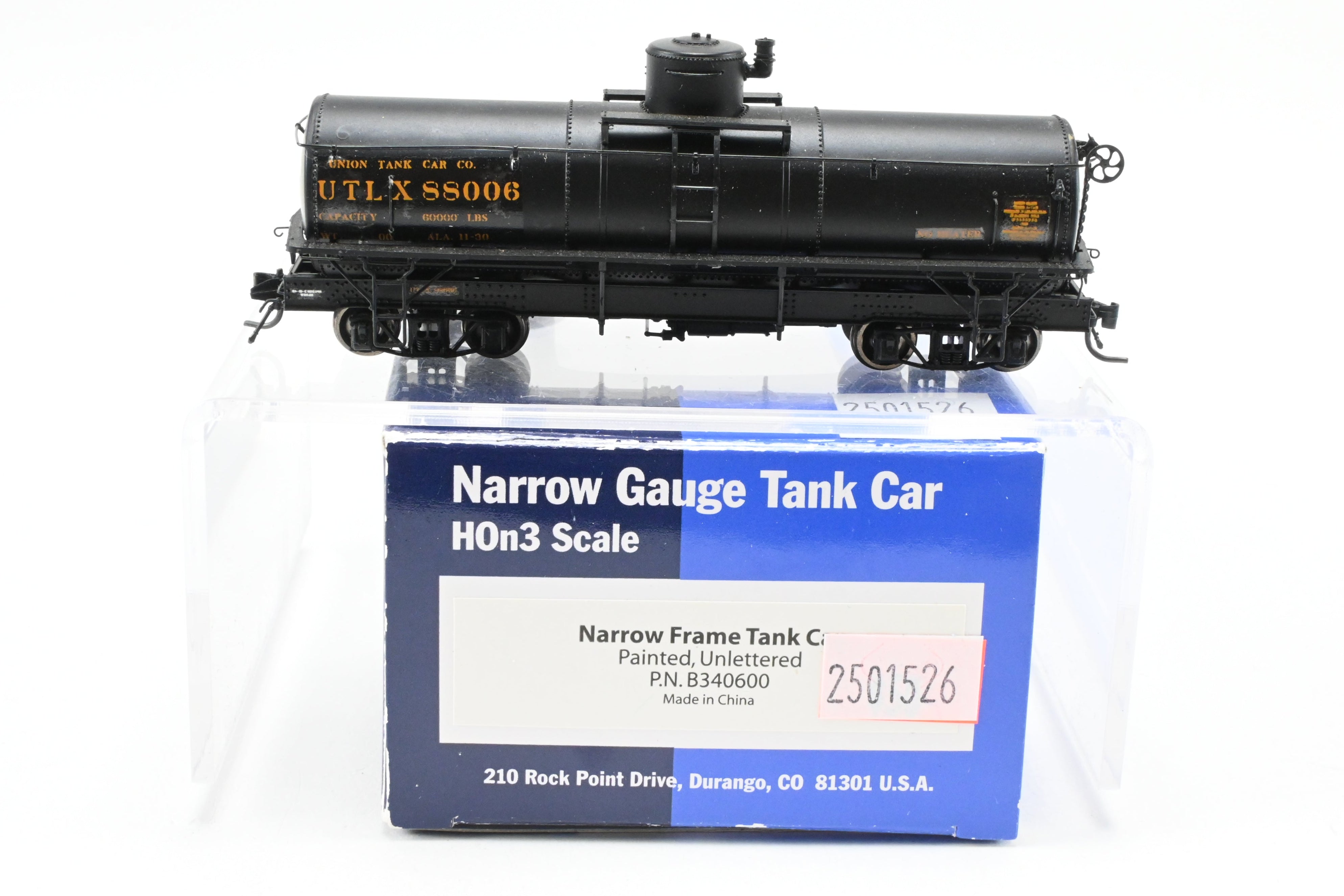 U.T.L.X.　GRAMPS  FRAMELESS TANK CAR　HOn3 SoundTraxx - DRGW HOn3 Frameless Tank Car Assembled - UTLX