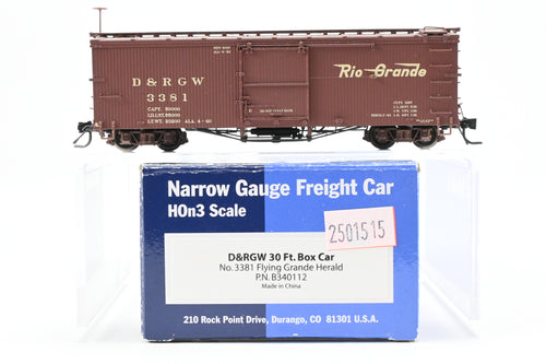 HOn3 Blackstone Models D&RGW - Denver & Rio Grande Western 30' Box Car Flying Grande Herald No. 3381