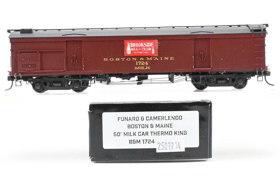 HO Resin Funaro & Camerlengo B&M – Boston & Maine 50’ Wood Milk Car Custom Built & Painted No. 1724 Brookside Milk & Cream REBOXX