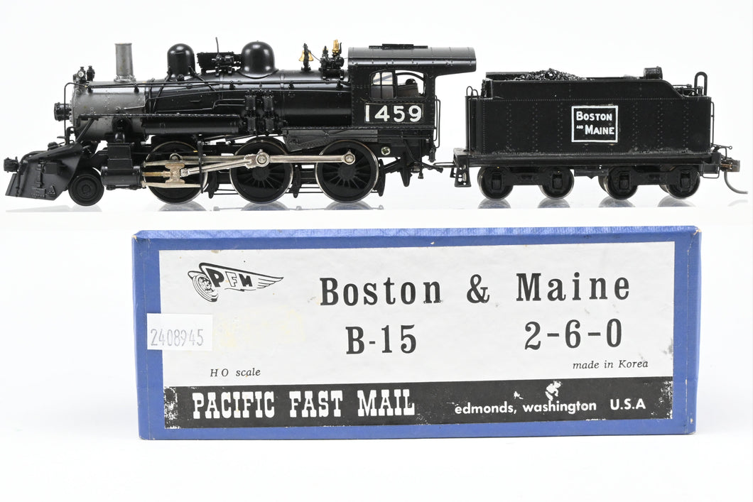 HO Brass PFM - Samhongsa B&M - Boston & Maine 2-6-0 B-15 CP No. 1459 W/Snowplow Pilot, RUNS ITERMITTENTLY