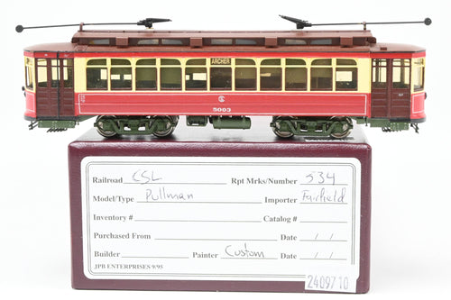 HO Brass Fairfield Models 343 CSL - Chicago Surface Lines Pullman Car Custom Painted No. 5003 REBOXX