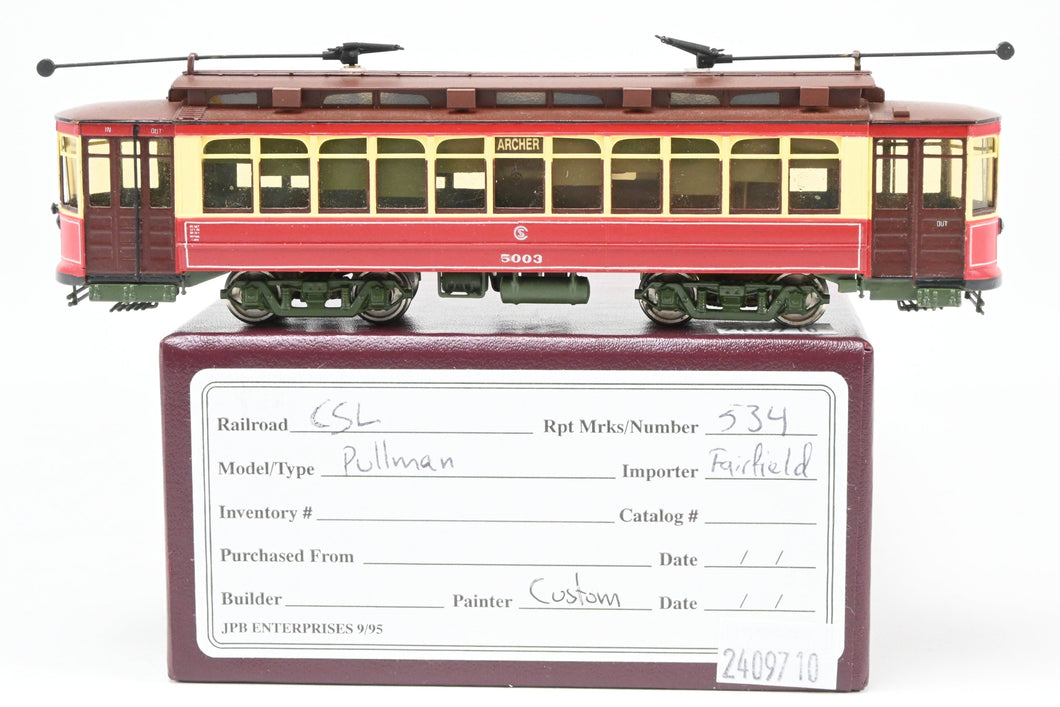 HO Brass Fairfield Models 343 CSL - Chicago Surface Lines Pullman Car Custom Painted No. 5003 REBOXX