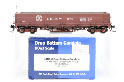 HOn3 Blackstone Models D&RGW - Denver & Rio Grande Western Drop Bottom Gondola - Royal Gorge Route Herald No. 878