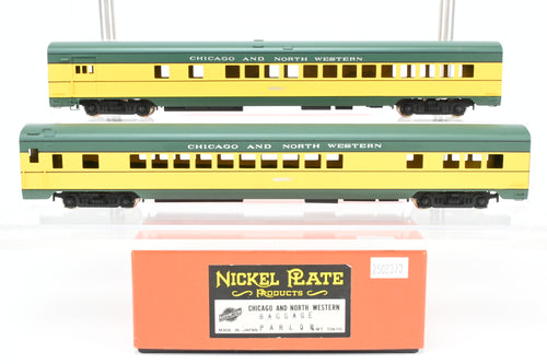 HO Brass NPP - Nickel Plate Products C&NW - Chicago & Northwestern 2-Car Baggage & Parlor Set Factory Painted