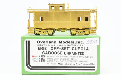 HO Brass OMI - Overland Models, Inc. Erie Railroad Offset Cupola Caboose Nos. C-110-169 Riveted w/ Belt Rail 1951 Era