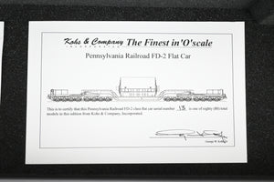 O Brass Kohs and Company PRR - Pennsylvania Railroad FD-2 Flat Car W/large Westinghouse load. Factory Painted No. 470245