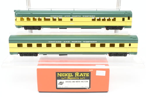 HO Brass NPP - Nickel Plate Products C&NW - Chicago & Northwestern 2-Car Diner and Observation Set Factory Painted