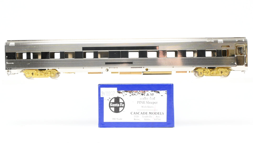 HO Brass Cascade Models AT&SF - Santa Fe Budd Pine Series 10RMT -6DBR Sleeper w/Skirts