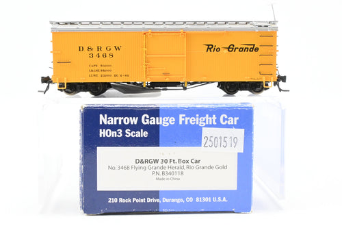 HOn3 Blackstone Models D&RGW - Denver & Rio Grande Western 30' Box Car Flying Grande Herald Silverton Scheme No. 3468