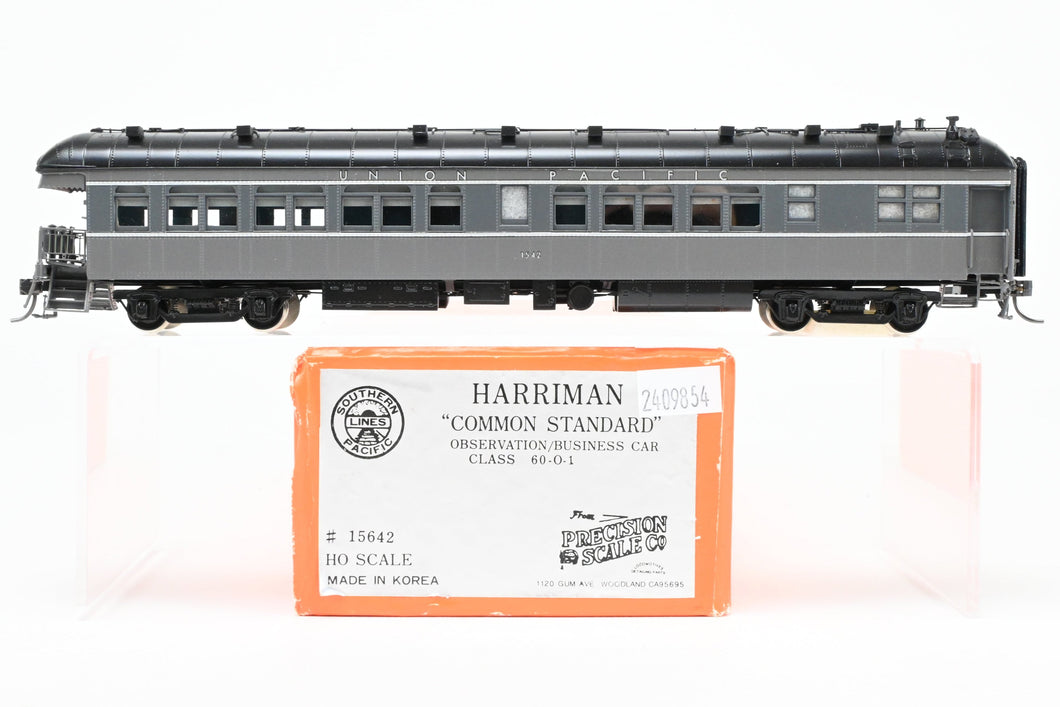 HO Brass PSC - Precision Scale Co. Harriman Common Standard Class 60-O-1 Observation/Business Car Pro-Painted in Two-Tone Grey Lettered in UP #1542