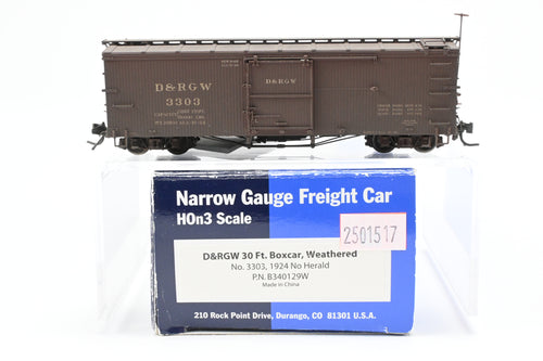 HOn3 Blackstone Models D&RGW - Denver & Rio Grande Western 30' Box Car 1924 No Herald No. 3303 Weathered