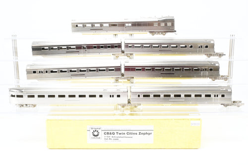 HO Brass CON Oriental Limited CB&Q - Burlington Route Twin Cities Zephyr 7-Car Articulated Consist Set