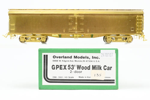 HO Brass OMI - Overland Models, Inc. Various Roads 53' GPEX Wood Milk Car (2 - Door)