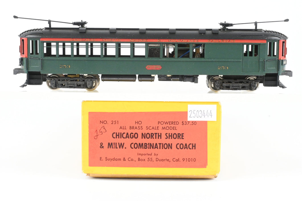 HO Brass Suydam CNS&M - North Shore Line Interurban 251 Combination Coach Custom Painted No. 253