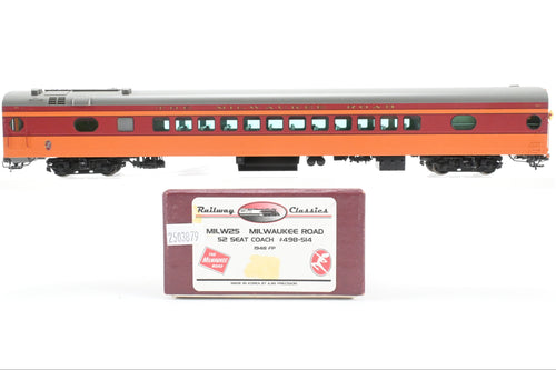 HO Brass Railway Classics MILW - Milwaukee Road 52-Seat Coach Factory Painted 1948 Scheme, No. 514