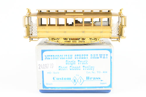 HO Brass NJ Custom Brass MSR - Metropolitan Street Railway Single Truck Short Closed Trolley