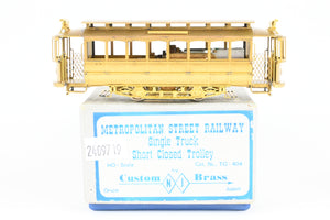 HO Brass NJ Custom Brass MSR - Metropolitan Street Railway Single Truck Short Closed Trolley