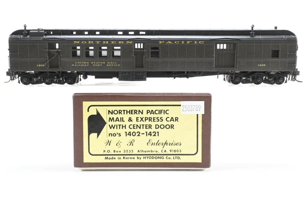 HO Brass W&R Enterprises NP - Northern Pacific Mail & Express Car W/Center Door, Nos. 1402 - 1421, Pro-Paint No. 1408