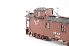 Load image into Gallery viewer, HO Brass CIL - Challenger Imports CB&amp;Q - Burlington Route Wood Waycar 28 ft. Class NE-1 FP No. 14240 w/ Added Working Marker Light REBOXX
