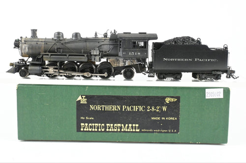 HO Brass PFM - SKI NP - Northern Pacific Class W 2-8-2 Boiler Tube Pilot Version, Custom Painted & Weathered, No. 1518