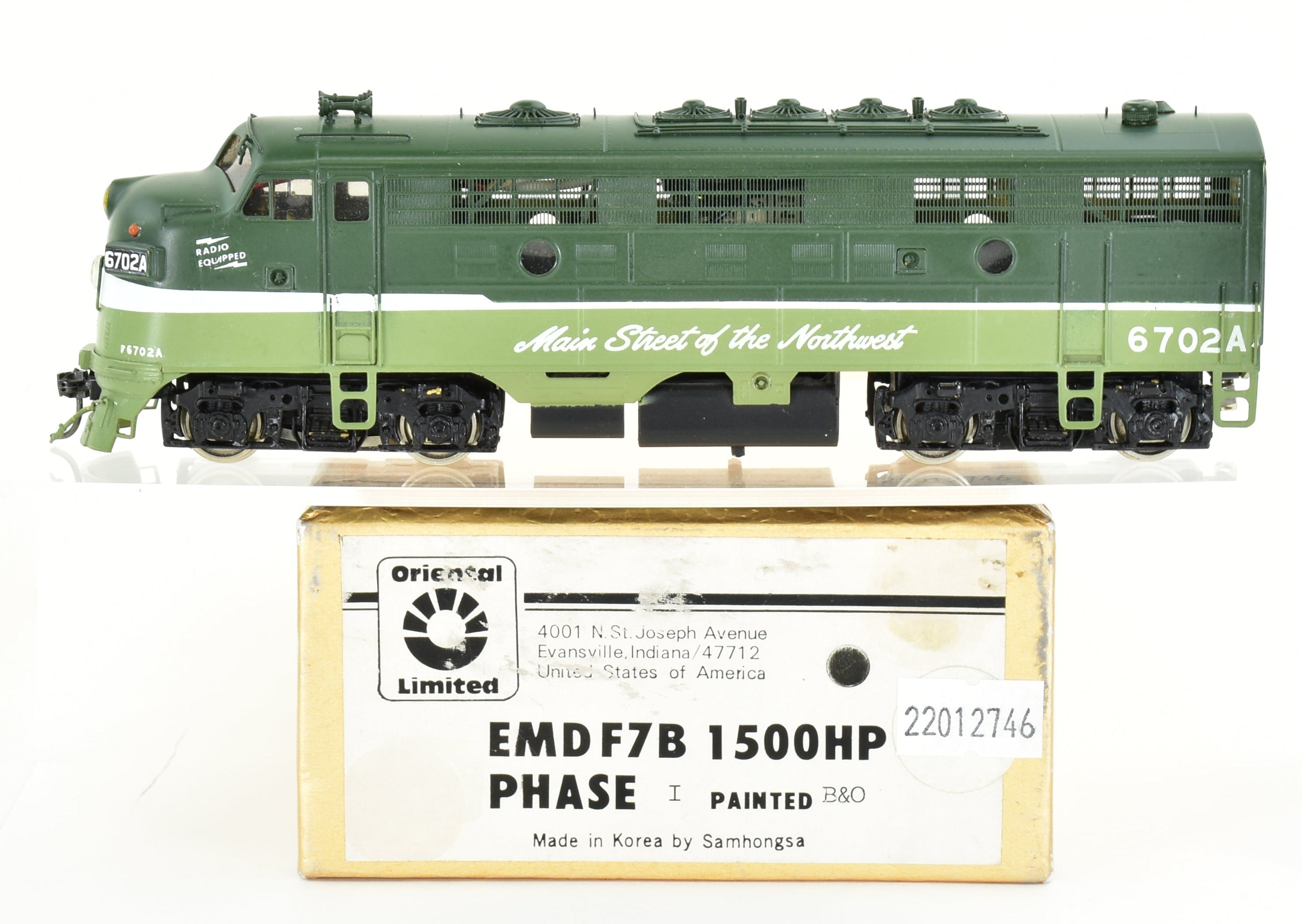 HO Brass Oriental Limited NP - Northern Pacific EMD F9A 1750 HP Standard  Version Custom Painted Wrong Box