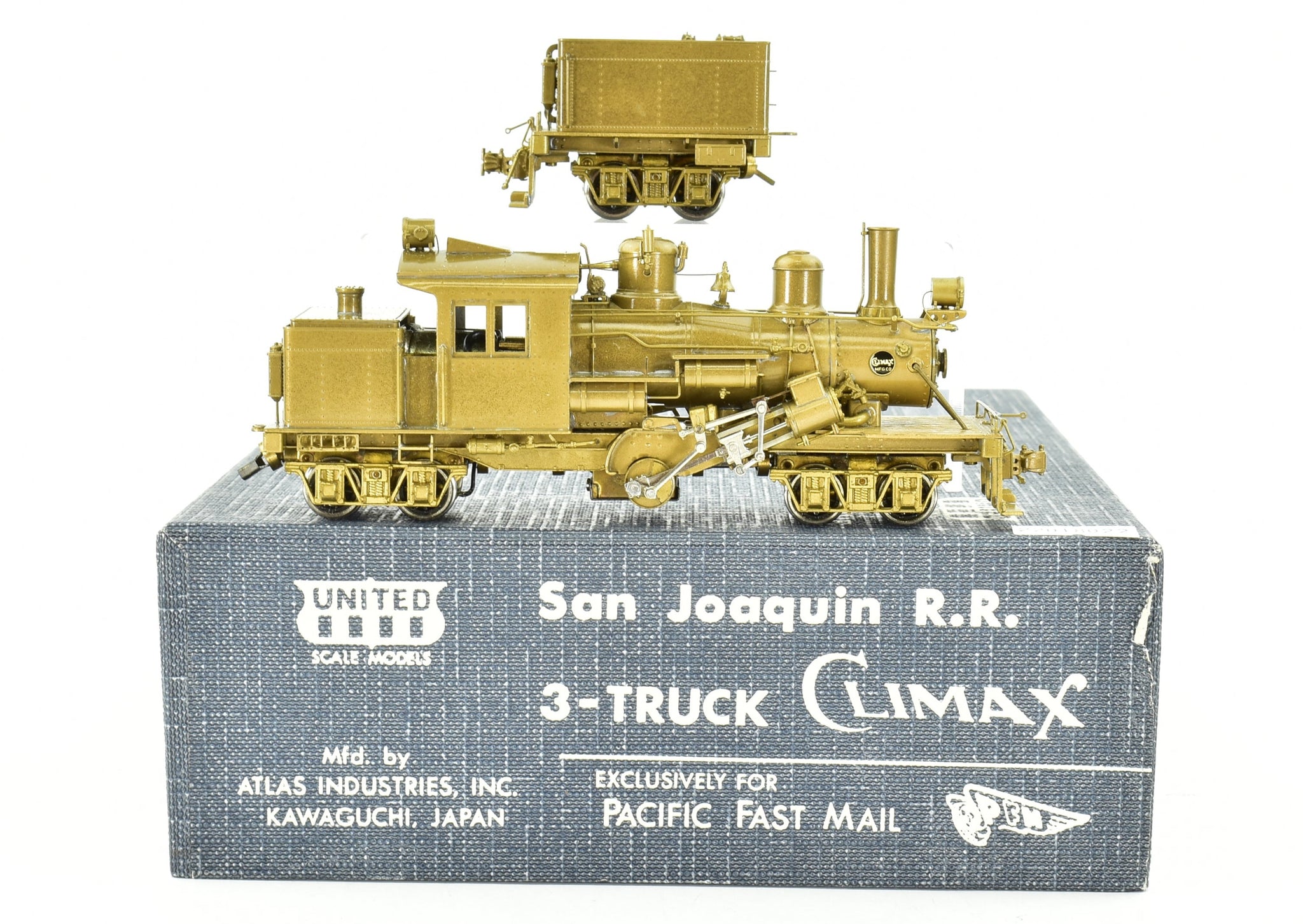 HO Brass PFM - United San Joaquin Railroad 3-Truck Climax Logging