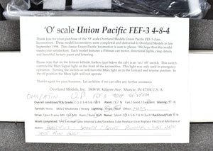 O Brass CON OMI - Overland Models, Inc. UP - Union Pacific FEF-3 4-8-4 1996, 1997 Excursion Era Version
