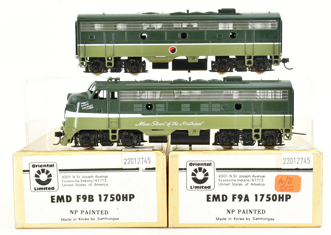HO Brass Oriental Limited NP - Northern Pacific EMD F9A/F9b Set 1750 HP Each Factory Painted Leowy 