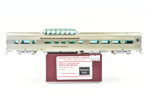 HO Brass Shoreham Shops CB&Q- Burlington Twin Cities Zephyr Vista Dome Coach 