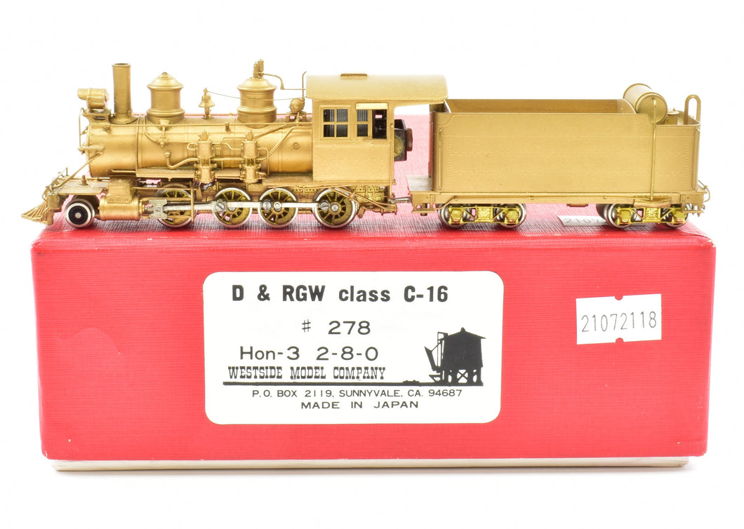 HOn3 Brass Westside Model Co. D&RGW - Denver & Rio Grande Western C-16 2-8-0 #278
