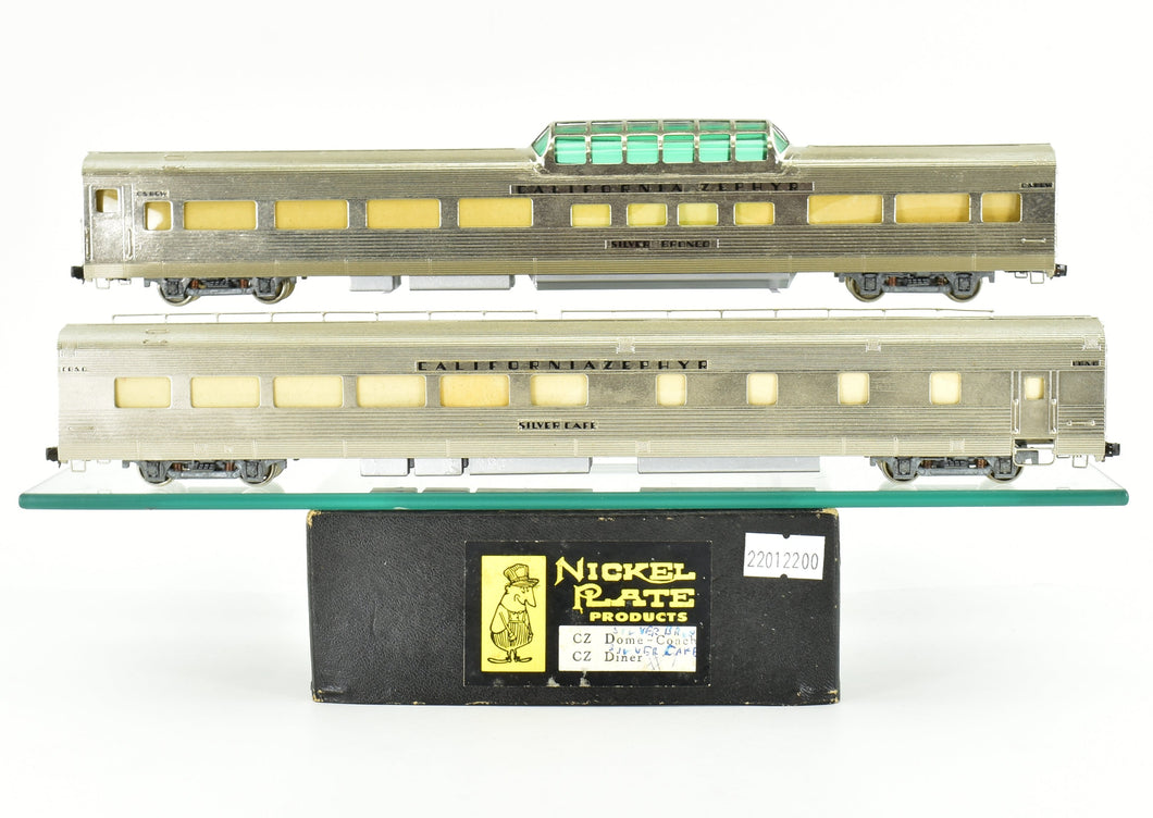HO Brass NPP - Nickel Plate Products CB&Q - Burlington Route WP & D&RGW California Zephyr Dome Coach Diner Set
