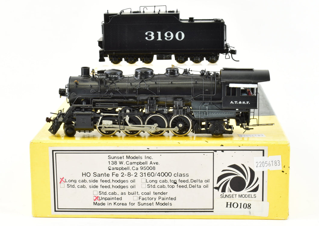 HO Brass Sunset Models ATSF - Santa Fe 3160/4000 Class 2-8-2 Mikado Pro-Painted
