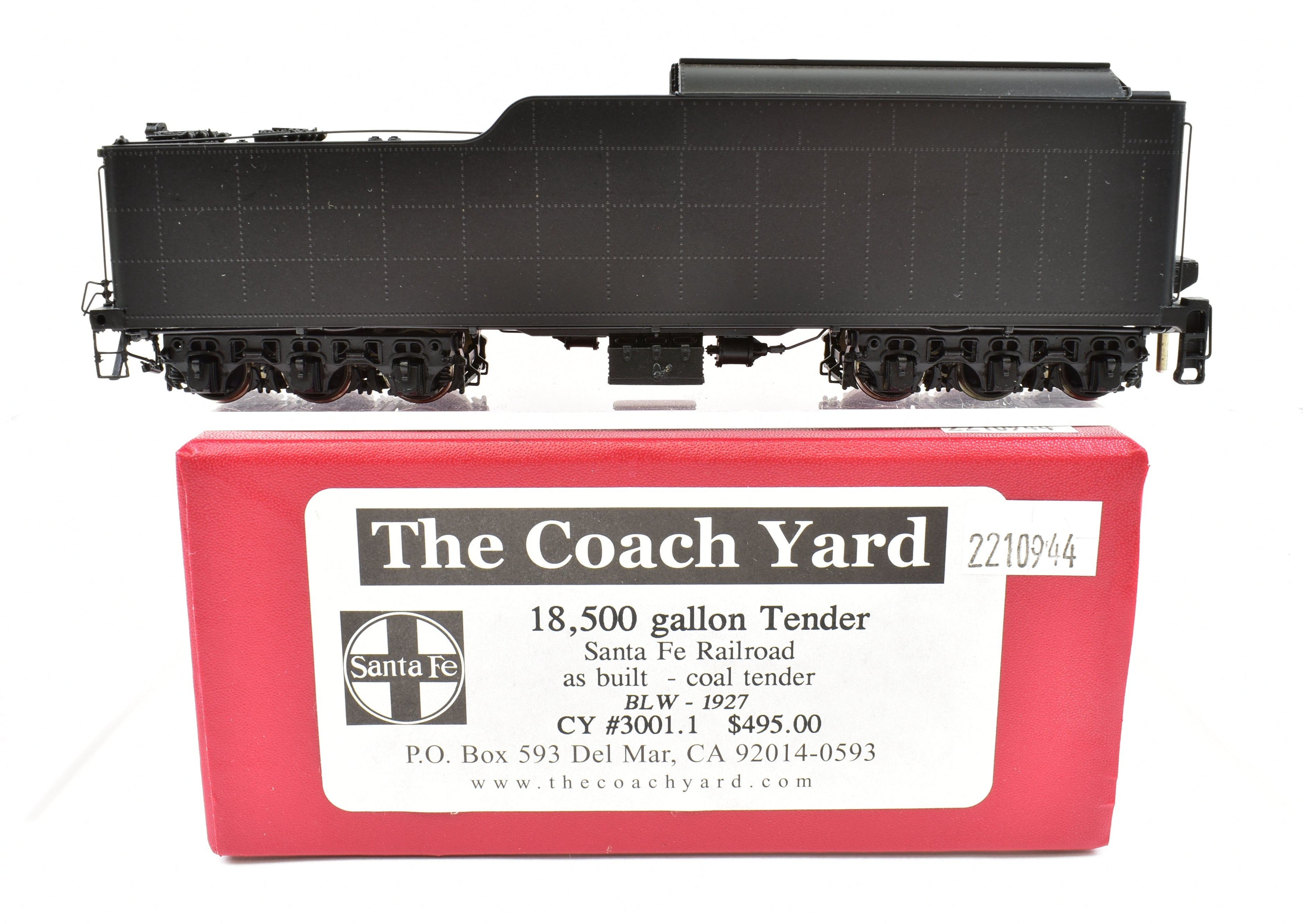 HO Brass CON TCY - The Coach Yard - ATSF - Santa Fe 18,500 Gallon Coal –  ReSourced Rails
