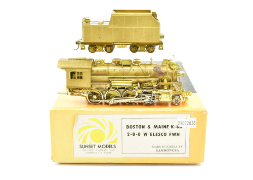 HO Brass Sunset Models B&M - Boston & Maine K-8b 2-8-0 With Elesco FWH