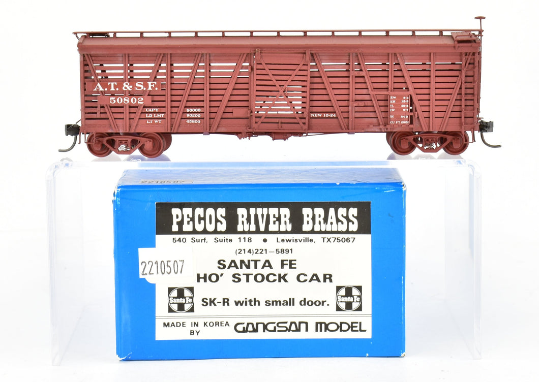 HO Brass Pecos River Brass ATSF - Santa Fe Sk-R Stock Car with Small Door Custom Painted