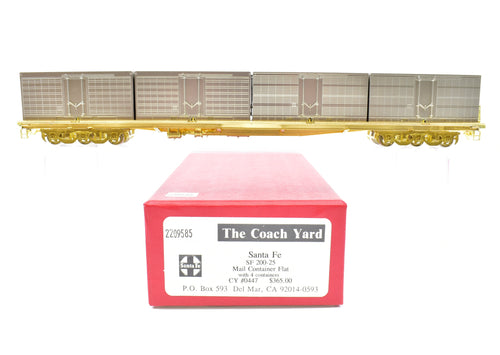 HO Brass TCY - The Coach Yard No. 0447 ATSF - Santa Fe SF 200-25 Mail Container Flat W/ 4 Containers