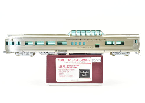 HO Brass Shoreham Shops CB&Q- Burlington Twin Cities Zephyr Vista Dome Parlor Observation 