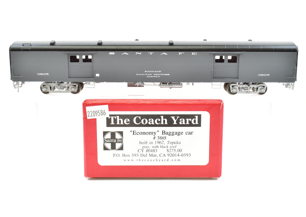 HO Brass CON TCY - The Coach Yard ATSF - Santa Fe Economy Baggage Car #3865 FP Grey and Black