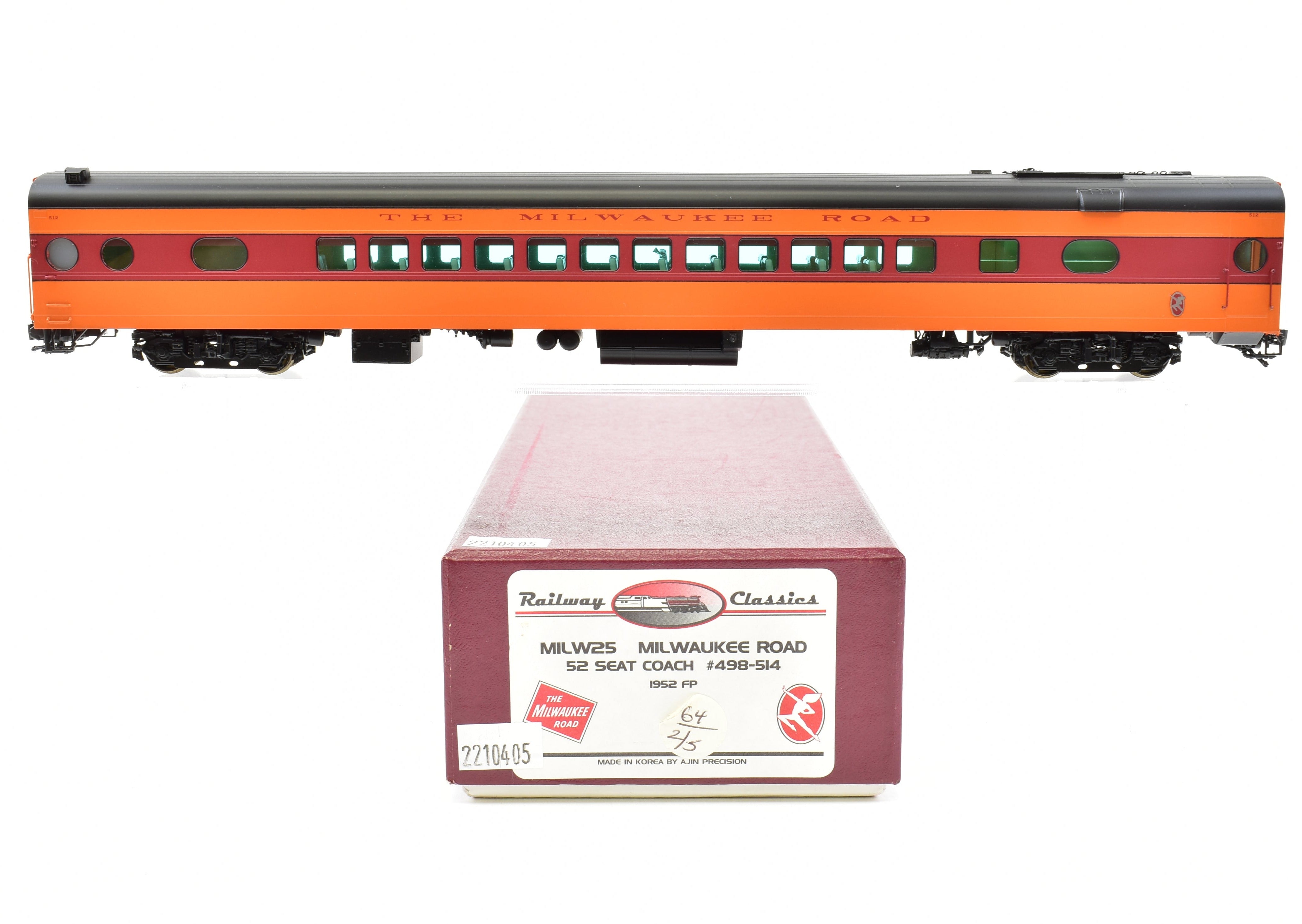 HO Brass Railway Classics MILW - Milwaukee Road 52-Seat Coach